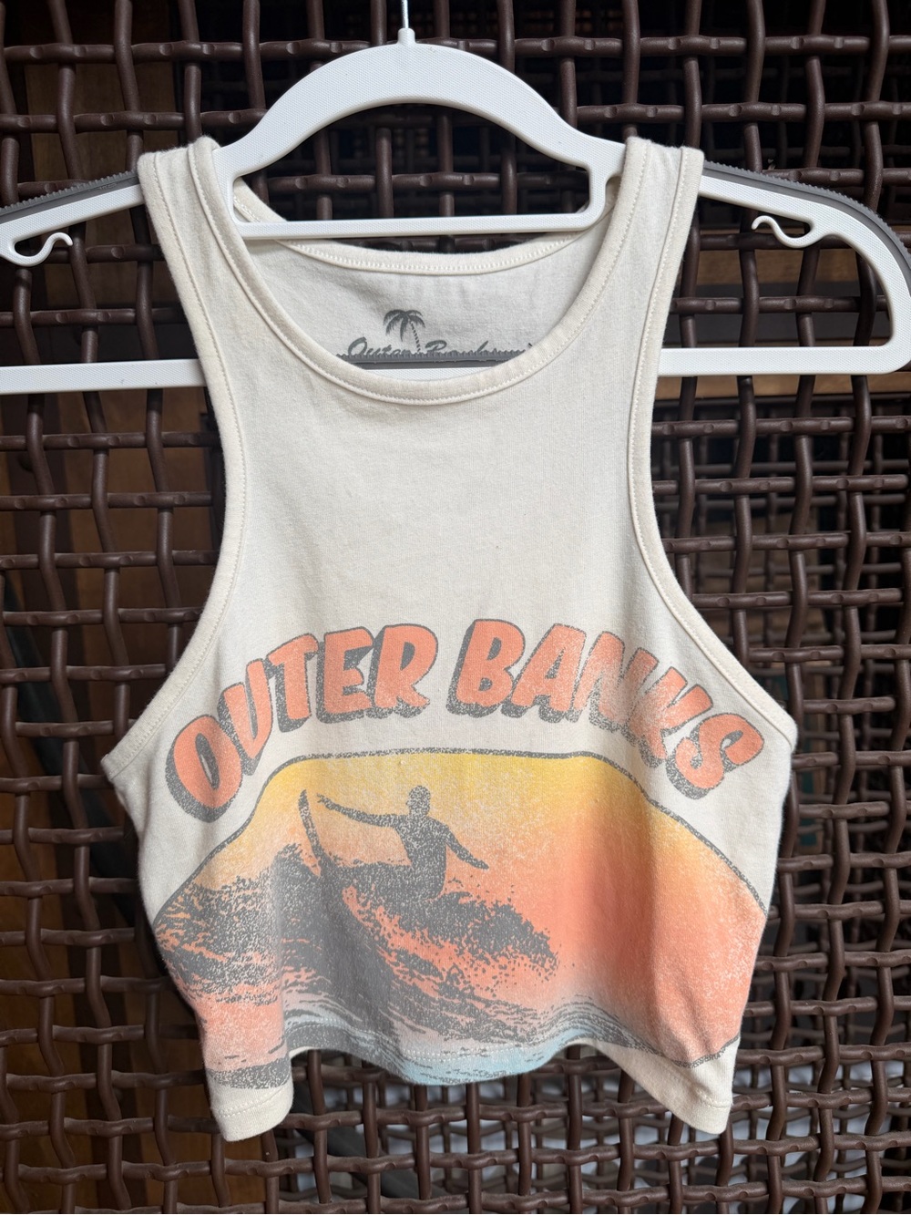 American Eagle Outer Banks OBX Graphic Crop Tank Top Size Small